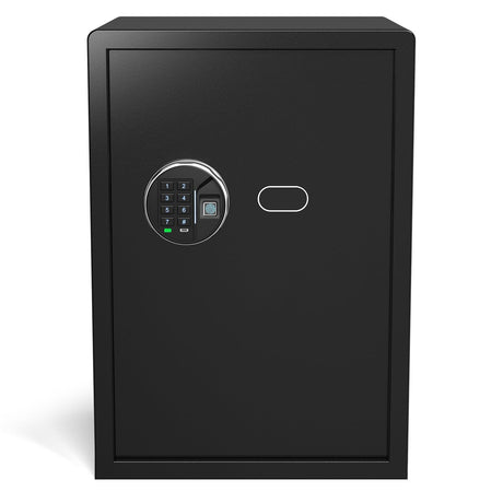 Grimtron Gun Safe for Handgun (2.04 cu. ft.) - Biometric Quick Access Handgun Safe 【Gun Rack & Gun Organizer】Home Pistol Safe Box, Fingerprint Multiple Gun Safe with Backlit Keypad, Gun Vault Grimtron
