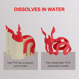 RepRapper PVA Filament 1.75mm for 3D Printer, Water Soluble Filament Commonly Used as Support Material, 0.5kg Natural Color RepRapper