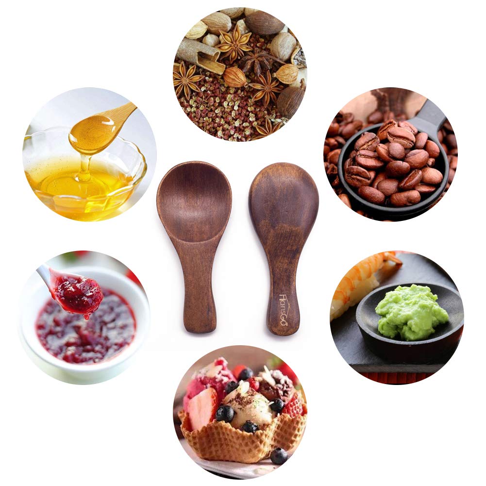 HANSGO Small Wooden Spoons, 10PCS 3.25 inches Ice Cream Salt Spoon Honey Coffee Tea Sugar Salt Jam Mustard Spoons HANSGO