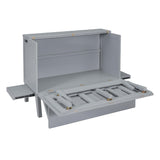 Harper & Bright Designs Full Size Murphy Bed, Full Murphy Cabinet Bed with USB Port and Removable Shelves on Each Side, Gray Harper & Bright Designs