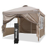 OUTFINE Patio Canopy 10'x10' Pop Up Commercial Instant Gazebo Tent, Outdoor Party Canopies with 4 Removable Sidewalls, Stakes x8, Ropes x4 (Khaki, 10 * 10FT) OUTFINE