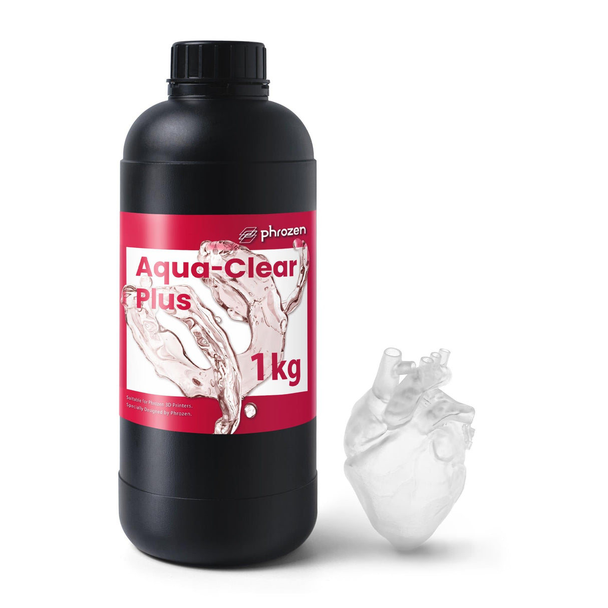 phrozen 3D Printer Rapid Resin [Aqua Clear Plus], 405nm LCD UV-Curing Photopolymer Resin, Low Shrinkage, Transparent Visual, Low Odor, Non-Brittle, Easy to Print, Fast Printing (1KG) phrozen