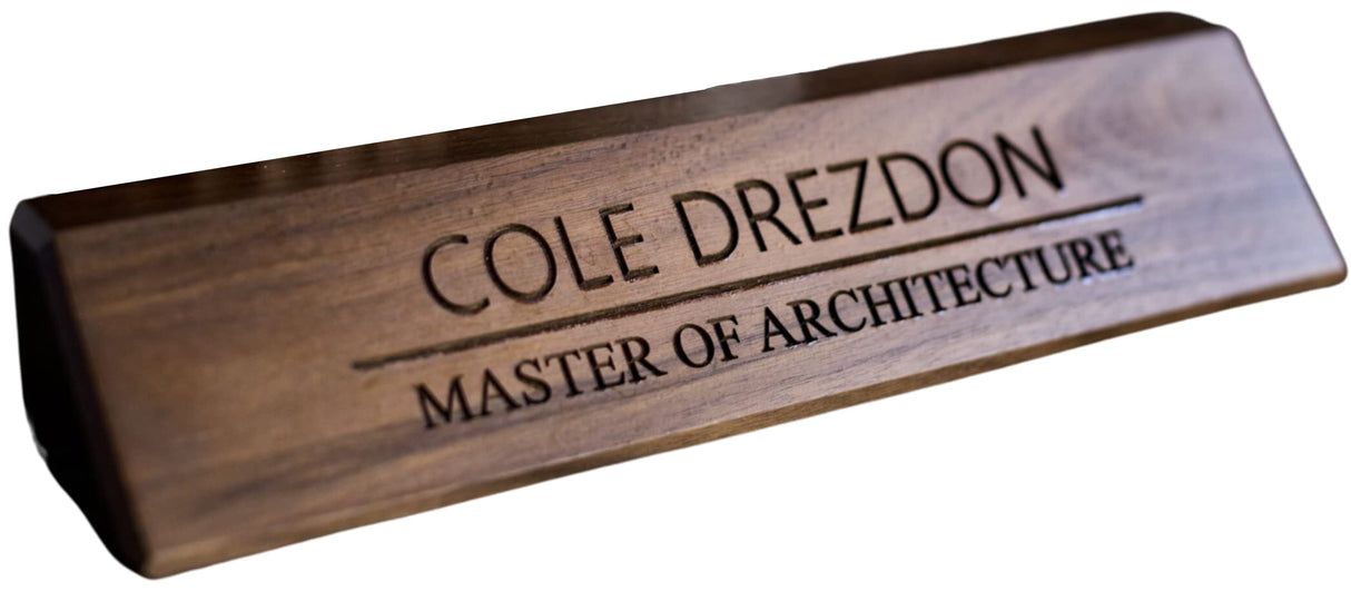 Walnut Office Desk Name Plate Personalized. Custom Name Plates for Desks. Office Desk Decor. Gift For Coworkers, Teachers, Graduates. Walnut Desk WoodArtSupply