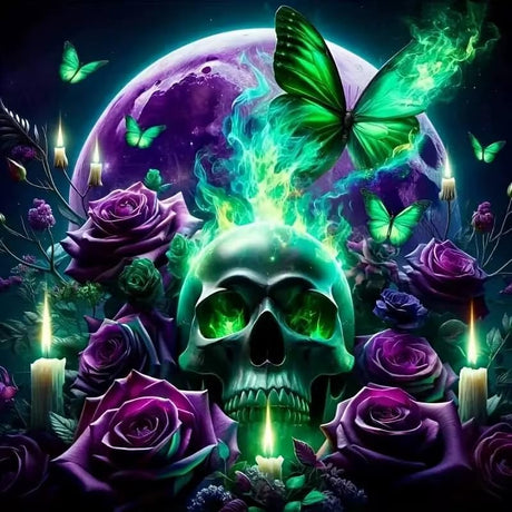 CSZPPQAF 5D Diamond Painting Kits for Adults, Skull Flower Diamond Art Kits for Adults Beginner, DIY Round Full Drill Diamond Dots Gem Painting for Home Decor 13.7x13.7 Inch CSZPPQAF