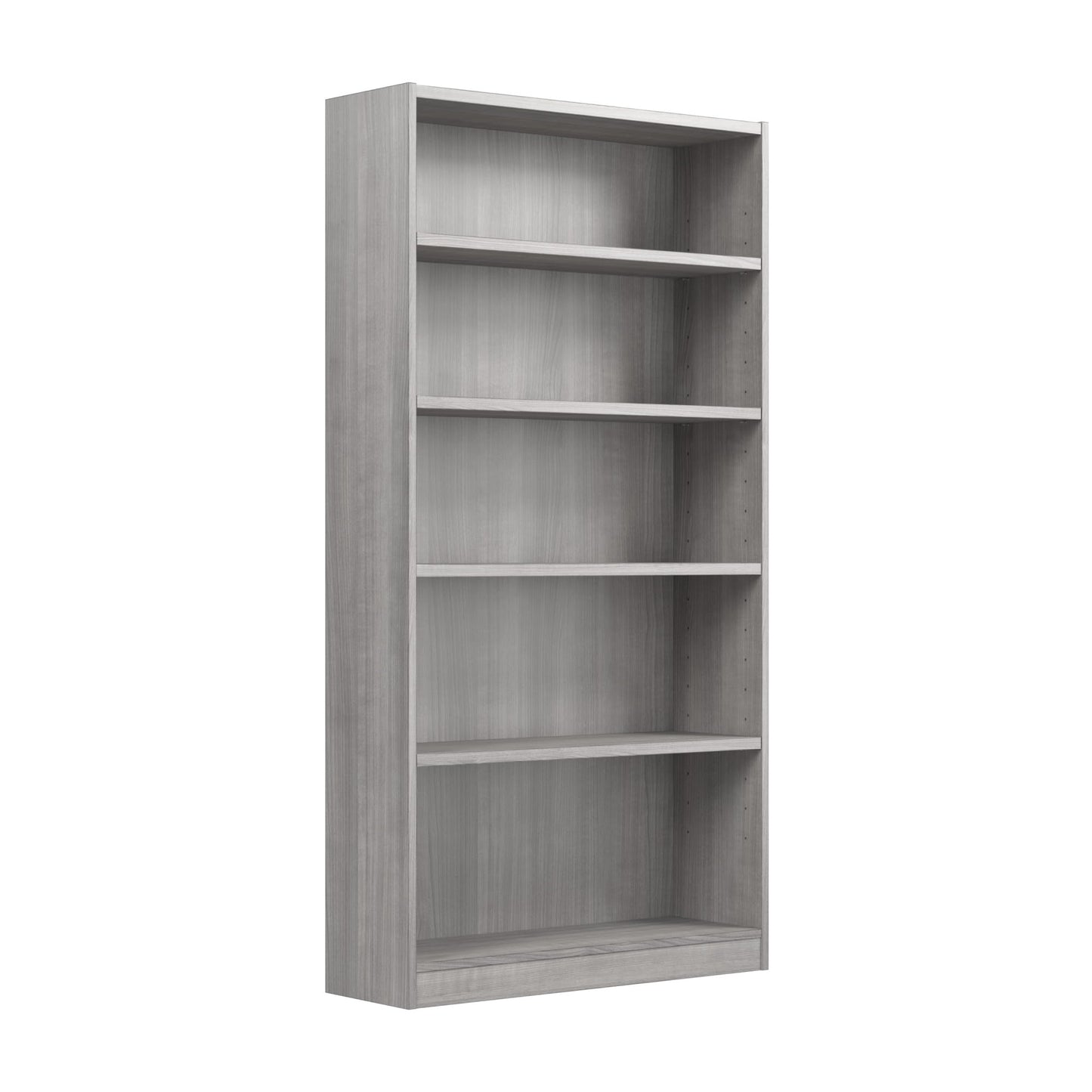 Bush Furniture Universal 5 Shelf Bookcase in Platinum Gray - Versatile Vertical Storage for Home Office or Living Room - WoodArtSupply