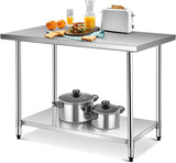 Waterjoy 48" x 30" Stainless Steel Table with Adjustable Shelf for Prep & Workstations Commercial Heavy Duty worktables WATERJOY