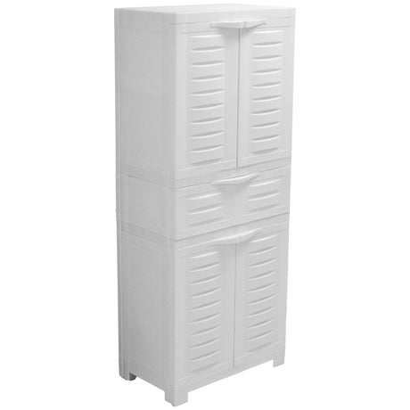 Sunnydaze Plastic Garage Storage Cabinet with 2 Adjustable Shelves - 57" H - Garage, Office, Home, Laundry Room - Speckled White Sunnydaze Decor