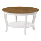 Convenience Concepts American Heritage Round Coffee Table with Shelf, Driftwood/White Convenience Concepts
