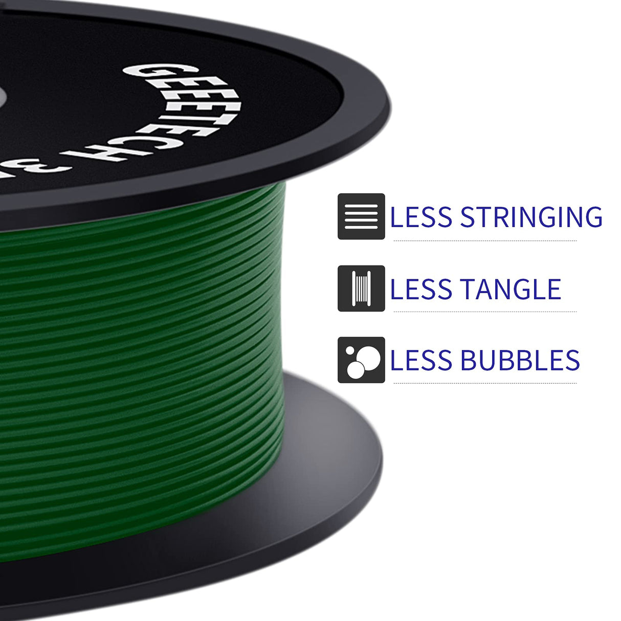 Geeetech PETG Filament 1.75mm, Upgraded High-Toughness 3D Printer Filament - 1 KG (2.2 LBS) Spool, ±0.02mm Accuracy, Neatly Wound Durable, Non-Clogging & Non-Stringing, Fits Most FDM Printers (Green) Geeetech