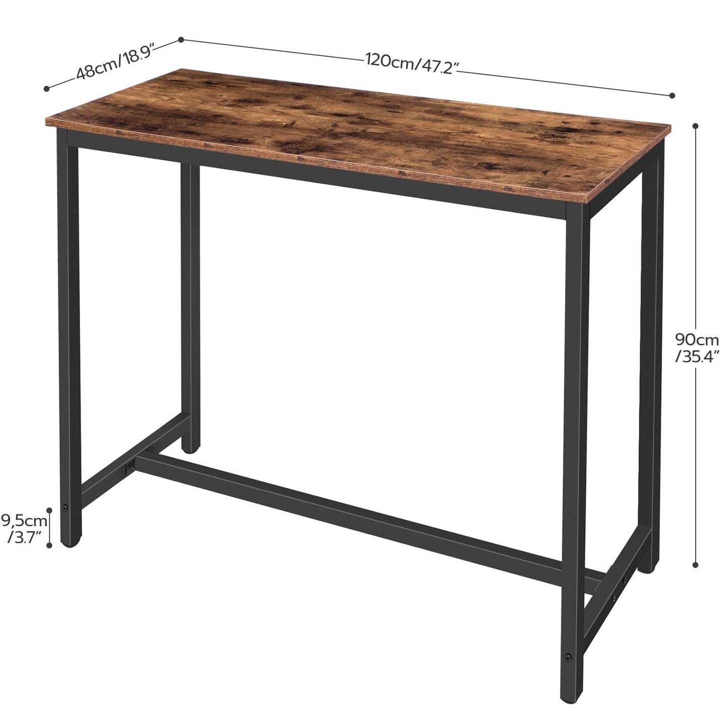 HOOBRO Rustic Brown Bar Table - 47.2” Industrial Counter Height Dining Table for Kitchen & Living Room