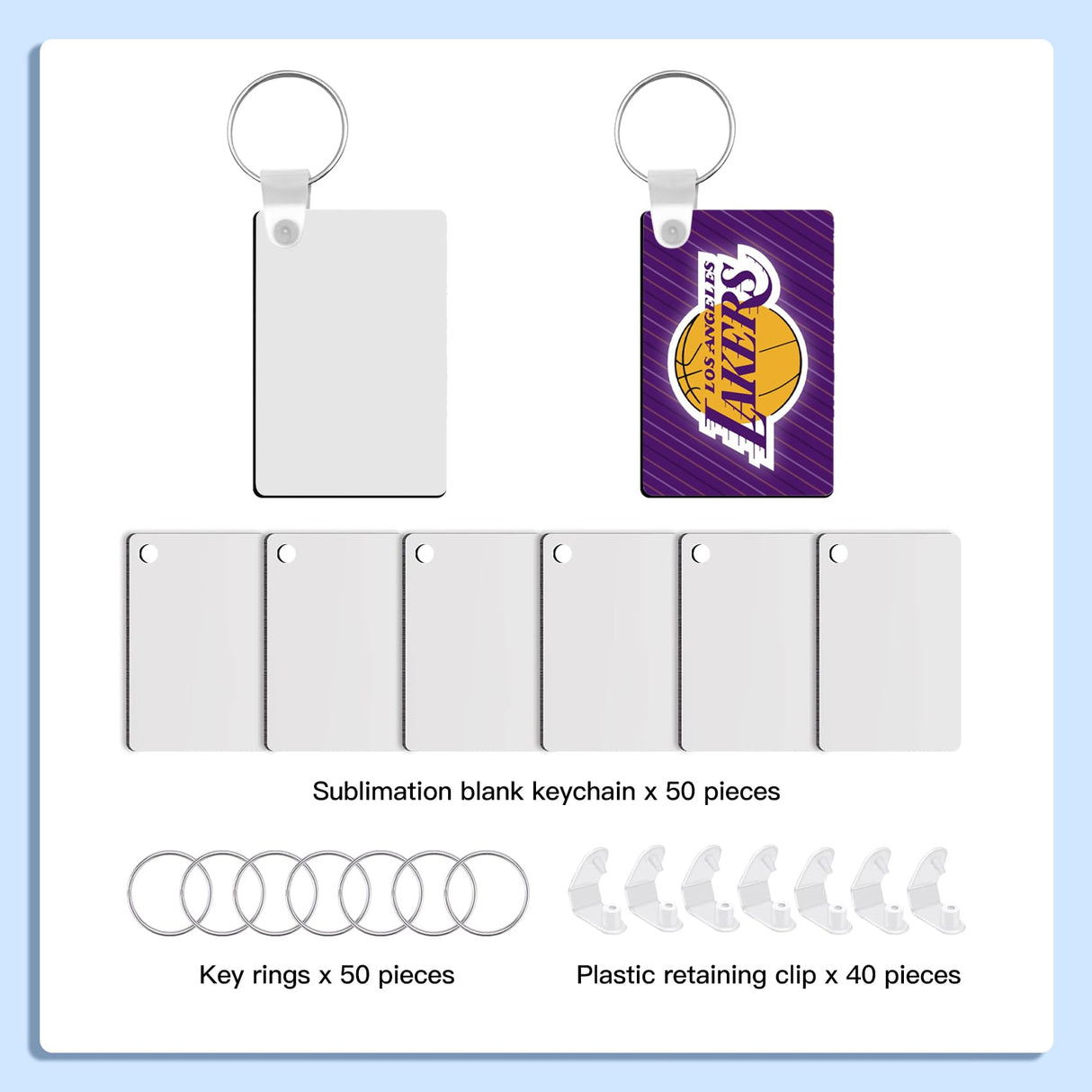 Allruyee 150 Pieces Sublimation Keychain Blanks Rectangle Double Side Heat Transfer Blanks MDF Blank Board Key Rings Blanks for Sublimation DIY and Craft Allruyee