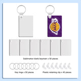 Allruyee 150 Pieces Sublimation Keychain Blanks Rectangle Double Side Heat Transfer Blanks MDF Blank Board Key Rings Blanks for Sublimation DIY and Craft Allruyee