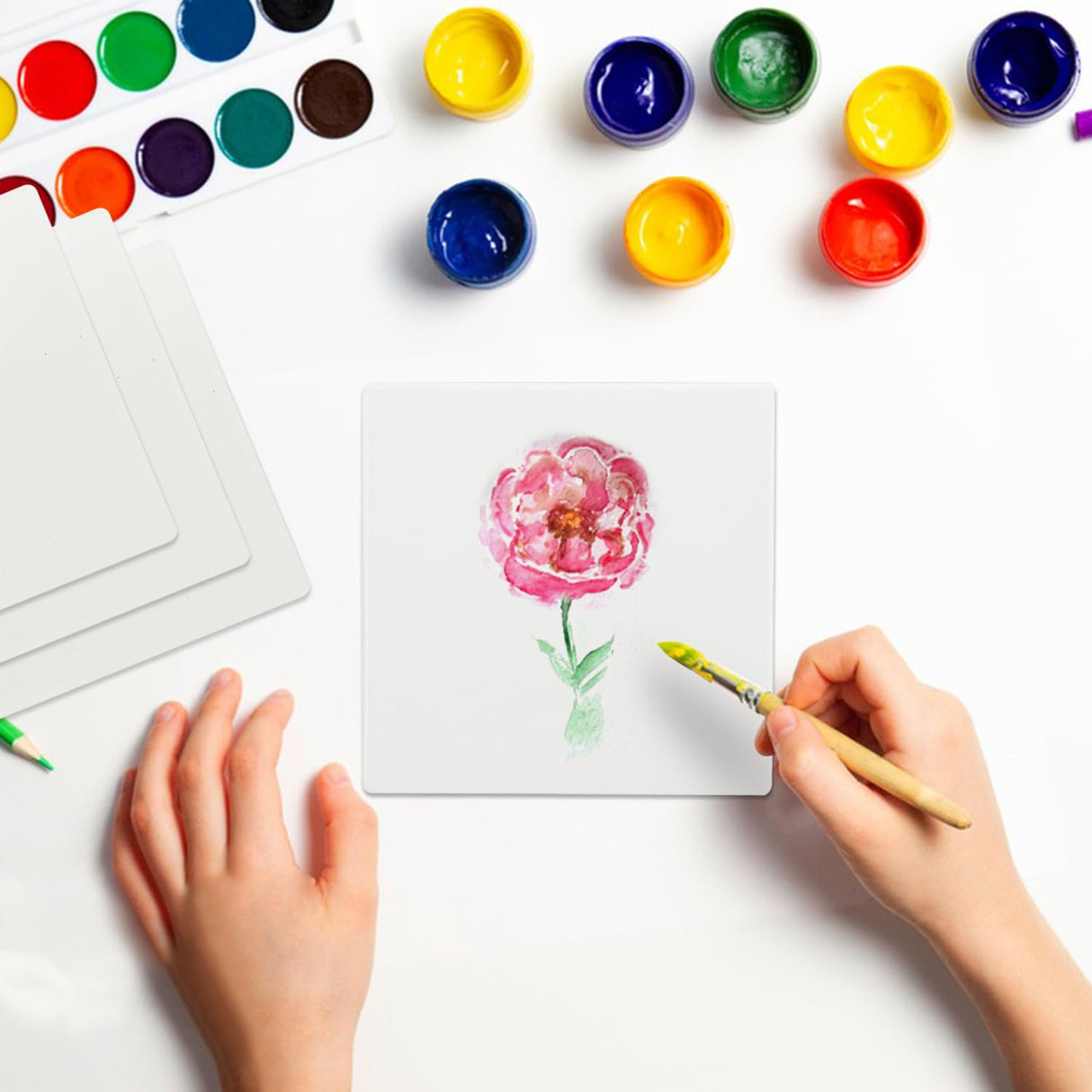 40 Pieces 4x4 Inch Sublimation Blank Ceramic Coasters, Glazed Ceramic Tiles Coasters, Ceramic Tiles with Cork Backing Pads for Painting, DIY Crafts, Mosaics, Square, Sublimation, White. by GNIEMCKIN GNIEMCKIN