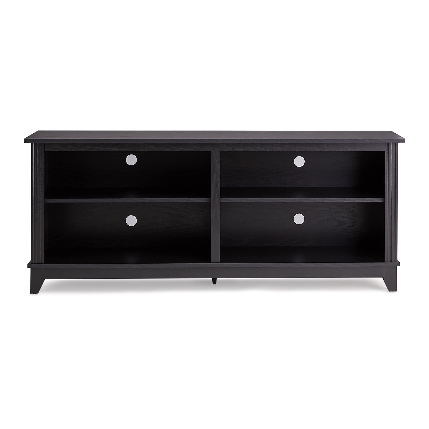 ROCKPOINT 58inch TV Stand Media Console for TV’s up to 65 Inches, Home Living Room Storage Console, Entertainment Center with 4 Open Storage Shelves, Modern TV Console Table (Black) - WoodArtSupply