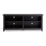ROCKPOINT 58inch TV Stand Media Console for TV’s up to 65 Inches, Home Living Room Storage Console, Entertainment Center with 4 Open Storage Shelves, Modern TV Console Table (Black) ROCKPOINT
