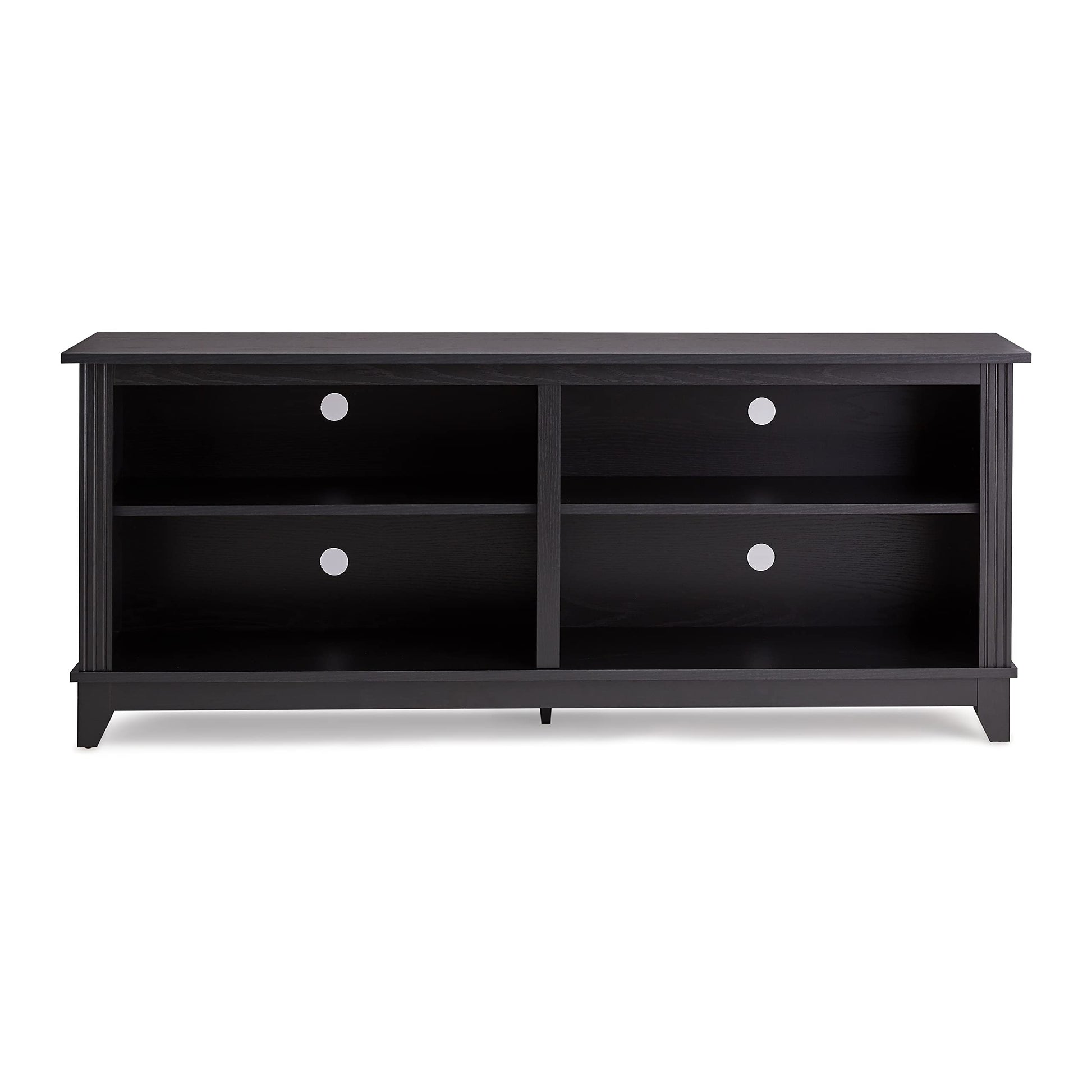 ROCKPOINT 58inch TV Stand Media Console for TV’s up to 65 Inches, Home Living Room Storage Console, Entertainment Center with 4 Open Storage Shelves, Modern TV Console Table (Black) - WoodArtSupply