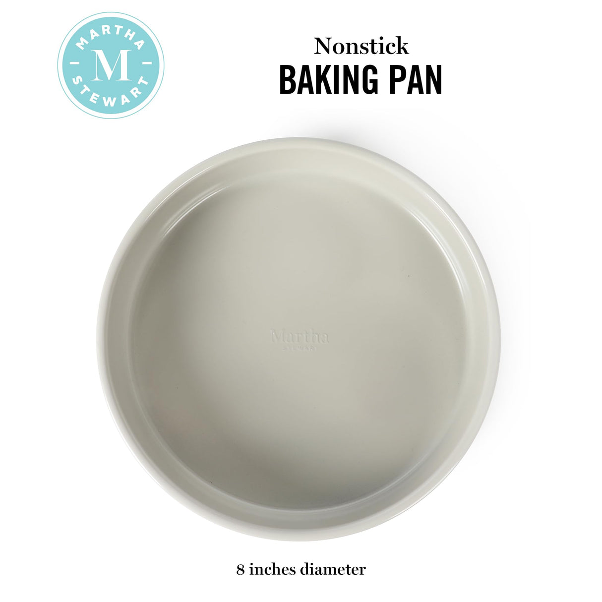 Martha Stewart Gallen 8 Inch Round Nonstick Carbon Steel Cake/Bake Pan - Cool Grey Martha Stewart