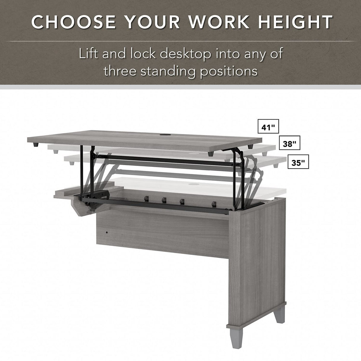Bush Furniture Somerset 72W 3 Position Sit to Stand L Shaped Desk in Platinum Gray Bush Business Furniture