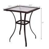 Tangkula Patio Bar Table with Umbrella Hole, All Weather 37 Inches Height Heavy Duty Outdoor Square Glass Top Table, for Garden Balcony Poolside and Lawn, Mix Brown Tangkula