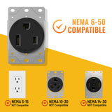 MECMO NEMA 6-50P to 14-50R EV Tesla Charger Adapter Cord, 240V 50 Amp 3 Prong Welder Plug to 4 Prong EV Charging Connector, Welder Welding Dryer EV Charger Power Cord Adapter Adaptor Connector MECMO