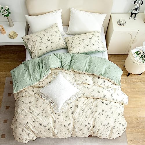 Jane yre Floral Duvet Cover Queen, Brushed Microfiber 3 Pieces Floral Bedding Set Queen, Garden Style Flower Pattern Flower Queen Duvet Cover, with Zipper Closure, Luxury Soft Breathable Comfy Jane yre