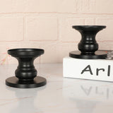 Matte Black Iron Pillar Candle Holders - Set of 2 Candlestick Holders, Metal Candle Holder for Pillar & Taper, Table Mantle Fireplace Farmhouse Home Decor Cagzzee