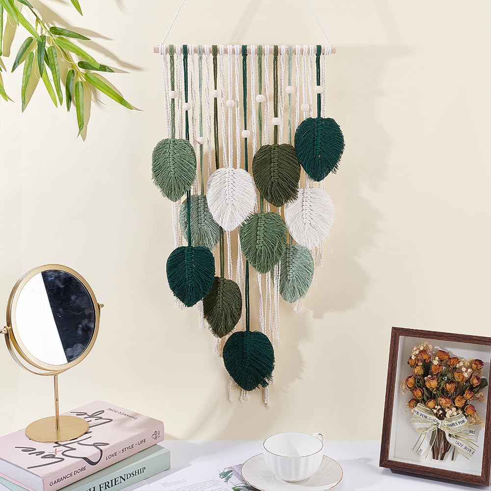 ACRNIGHEET Boho Macrame Leaf Kit for Adults Beginners Large DIY Macrame Kit Leaf Tassels Wall Hanging Elegant Wall Decor Bohemian Macrame Projects Handmade Enthusiast Gift ACRNIGHEET