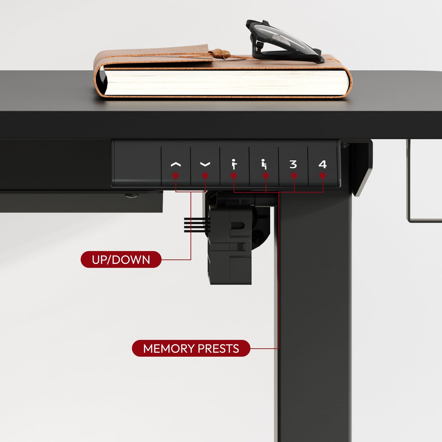 SANODESK Electric Standing Desk 40 x 24 Inches Whole-Piece Desktop Height Adjustable Stand Up Desk w/6-Button Controller Ergonomic Computer Desk for Home Office, Black Frame + Black Tabletop - WoodArtSupply