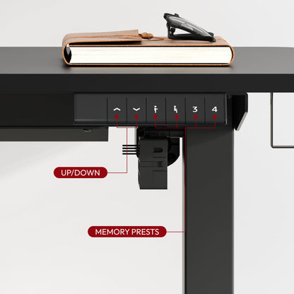 SANODESK Electric Standing Desk 40 x 24 Inches Whole-Piece Desktop Height Adjustable Stand Up Desk w/6-Button Controller Ergonomic Computer Desk for Home Office, Black Frame + Black Tabletop - WoodArtSupply