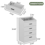Gyfimoie 4 Drawers Dresser with Power Outlet, Chest of Drawers with LED Light, White Dresser Organizer with Open Storage Cubby, Modern Nightshatnd for Bedroom, Living Room, Entryway, Hallway Gyfimoie