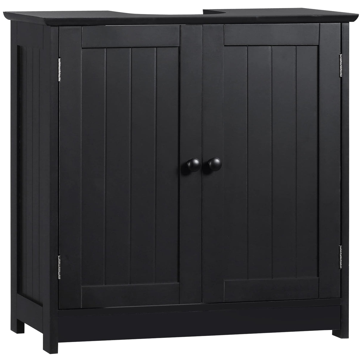 HOMCOM Under Sink Bathroom Cabinet with 2 Doors and Shelf, Pedestal Sink Bathroom Vanity Cabinet, Black HOMCOM