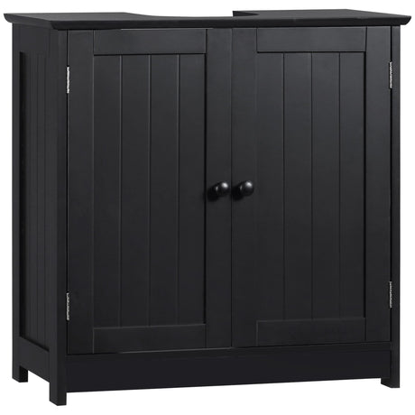 HOMCOM Under Sink Bathroom Cabinet with 2 Doors and Shelf, Pedestal Sink Bathroom Vanity Cabinet, Black HOMCOM