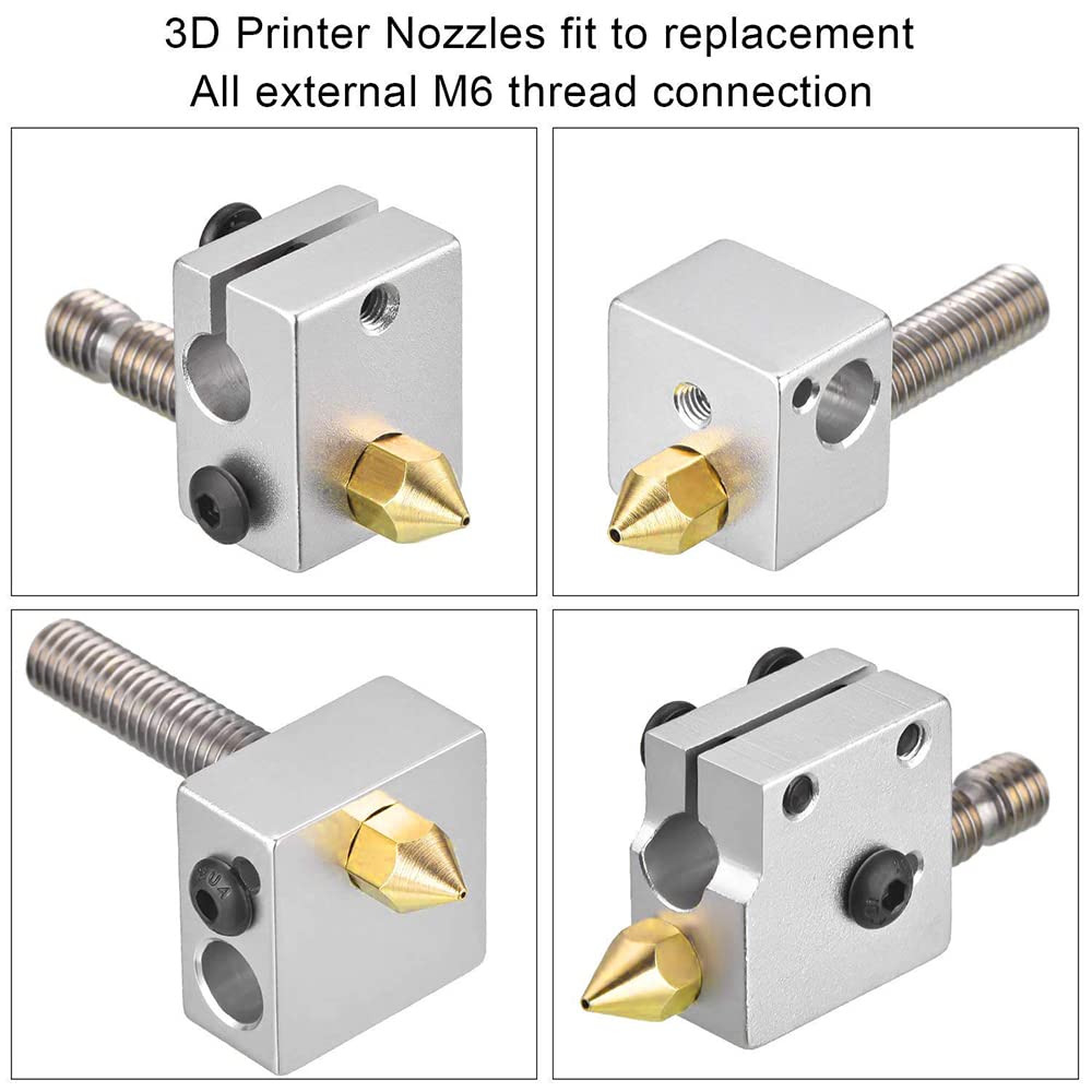 Aokin 8 Pcs 0.6mm MK8 Extruder Nozzles 3D Printer Nozzles for Creality Ender 3/3 Pro/3 V2, Ender 5/5 Pro, CR-10/10S, Makerbot, Anet A8 3D Printer Aokin
