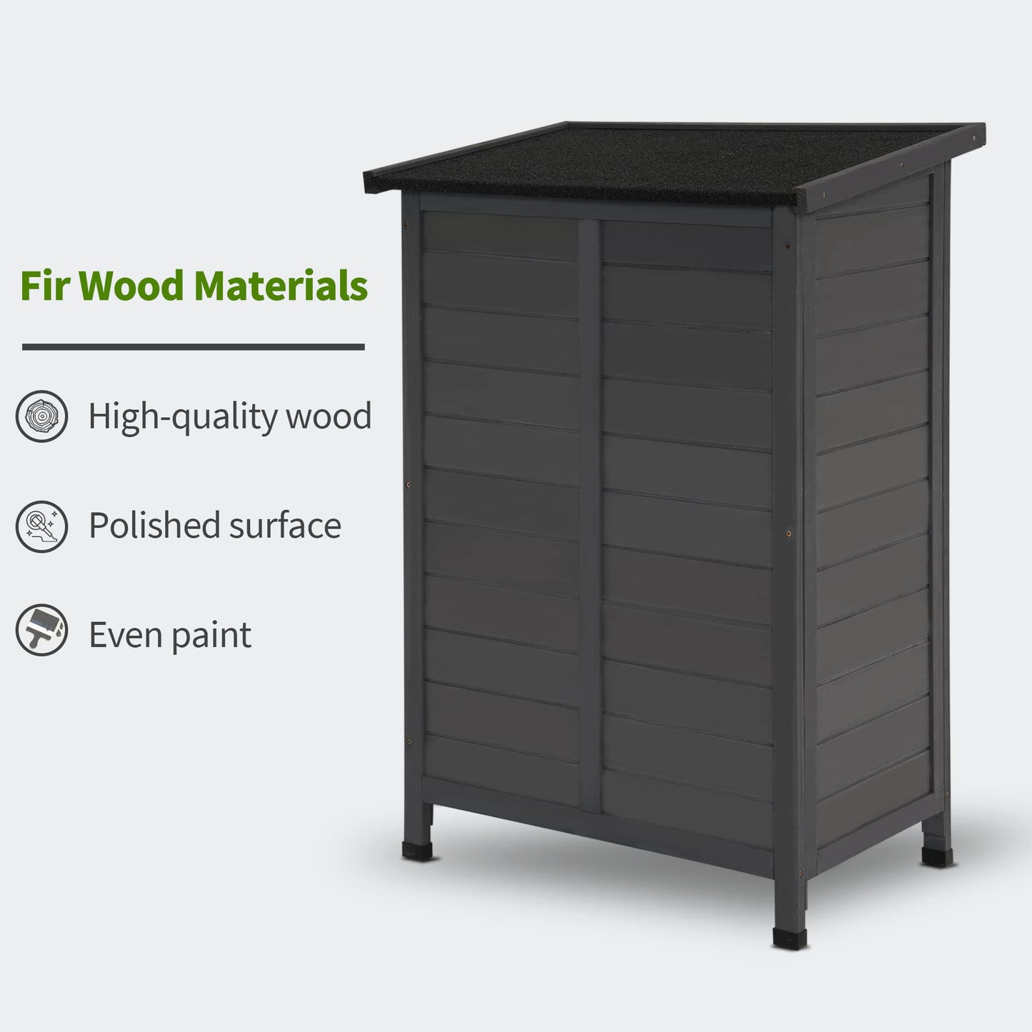 MCombo Outdoor Wood Storage Cabinet, Small Size Garden Wooden Tool Shed with Double Doors, Outside Tools Cabinet for Backyard (24.6”x 18.3”x38.2”) 0985 (Grey) - WoodArtSupply