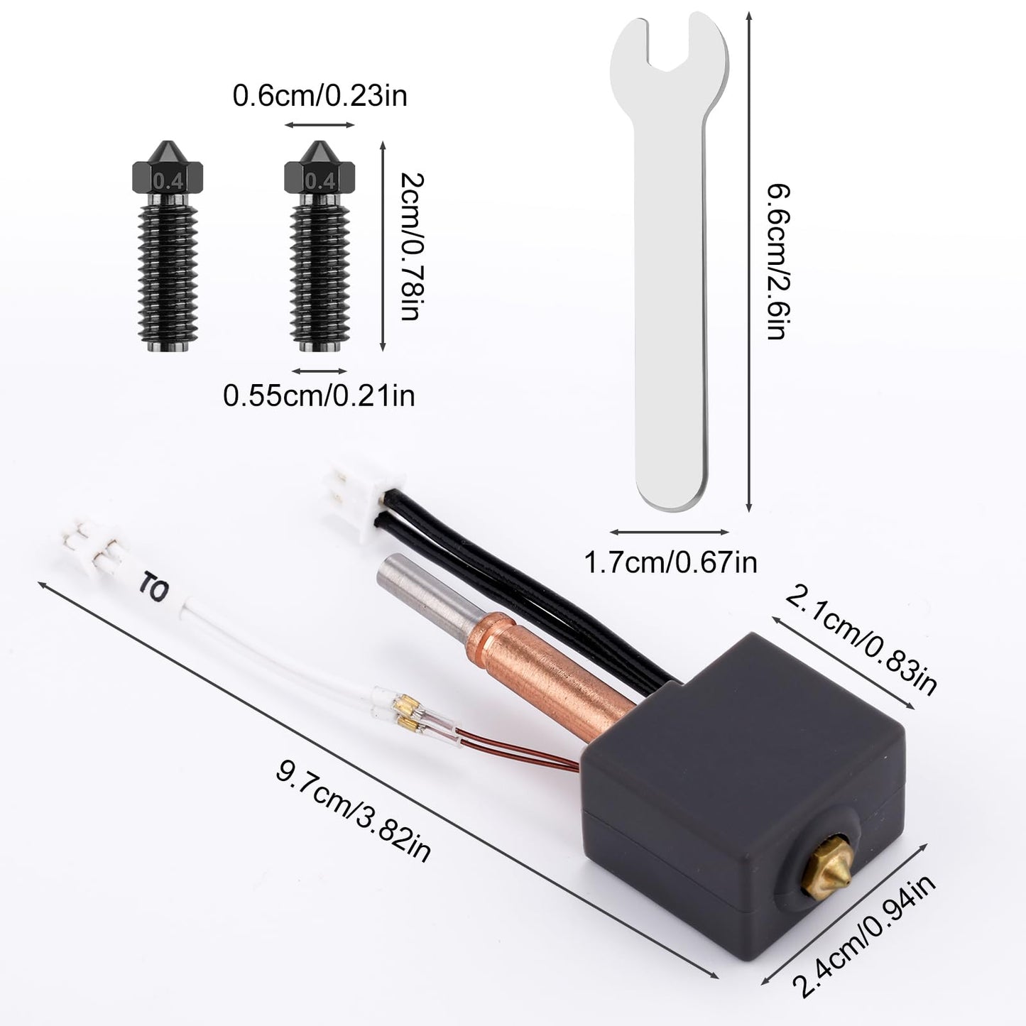 3D Printing Extruder Hotend Kit, Extruder Print Head with Silicone Case Heating Block Hotend with Nozzle Wrench Accessories Hot End Parts Combo Supplies Compatible with Kobra 3 3D Printer - WoodArtSupply