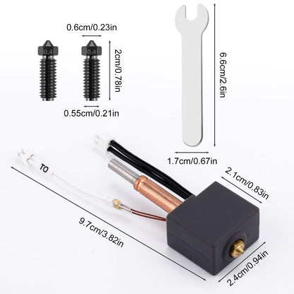 3D Printing Extruder Hotend Kit, Extruder Print Head with Silicone Case Heating Block Hotend with Nozzle Wrench Accessories Hot End Parts Combo Supplies Compatible with Kobra 3 3D Printer - WoodArtSupply