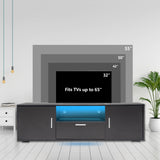 SPRKLINLIN Modern LED TV Stand for 55 Inch TV, Entertainment Center with 4 Storage Drawer and Open Shelves, TV Console Table for Living Room, Bedroom (Black, 55 inch) SPRKLINLIN