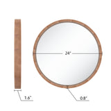 LYYYXGYP Round Wood Mirror 24 Inch Farmhouse Wall Mirror Wooden Framed Brown Circle Mirror for Bathroom LYYYXGYP