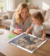 Elephant 5D Diamond Painting Kit for Adults - Wilderness Elephant Full-Drill DIY Round-Drill Art Diamond Painting Set, Suitable for Beginners and Home Wall Decoration 12×16 inch PUSHPIN PAINTING