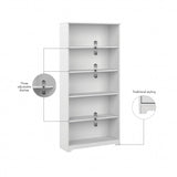 Bush Furniture Cabot Tall 5-Shelf Bookcase in White - Stylish Organizer for Home & Office Bush Business Furniture