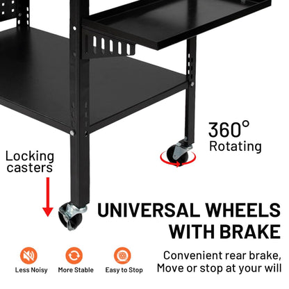 Yeeoy 36" X 24" Welding Table, 1200 lbs Load Capacity Welding Workbench Table with Wheels, Mobile Steel Welding Workstation, Welding Cart for Welding Sawing - WoodArtSupply