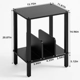 LELELINKY 2-Tier Record Player Stand with Vinyl Record Storage up to 100 Albums, Bedroom Record Holder and Multi-Functional End Table for Living Room, Black LELELINKY