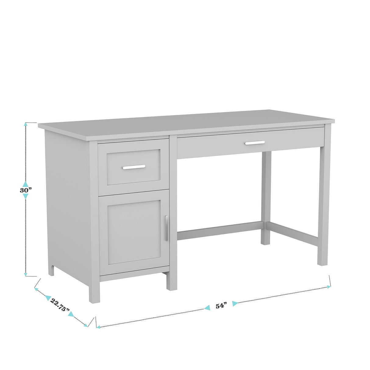 Martha Stewart Hutton Shaker Style Home Office Desk with Storage in Gray with Brushed Nickel Hardware Martha Stewart
