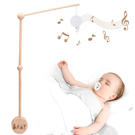 JETM·HH Baby Crib Mobile Arm Wooden Holder 30 inch Beech Hangers with Rotating Music Box Nursery Decor Attachment Safe Anti Slip Set JETM·HH