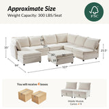 HULALA HOME Modular Sectional Sofa, Oversized 8 Seat U Shaped Couch with Storage Ottoman, Comfy Chenille Sofa with Deep Seat, Convertible Sectional Couches for Living Room, Beige HULALA HOME