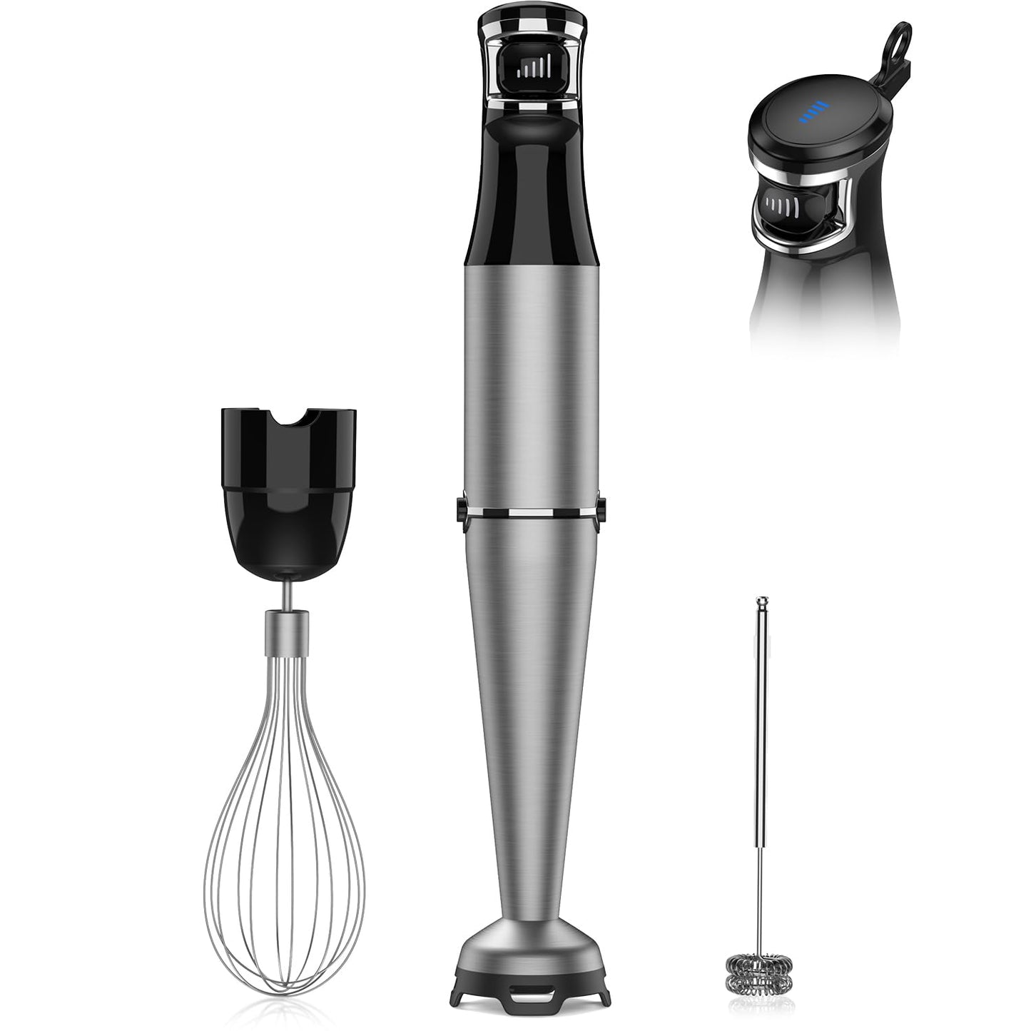 Immersion Blender Handheld 1100W 3 in 1 Corded Stick Hand Blenders for Kitchen with Trigger Speed Control, with Whisk, Milk Frother Attachemnts, Perfect Emulsifier for Soup, Smoothie, Puree