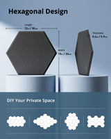 Hexagon Acoustic Panels, Kuchoow Soundproof Wall Panels Self-Adhesive, 12 Pack High Density sound proof panels for walls, 12"X10"X0.4" Acoustic Treatment for Recording Studio Office Home, Black Kuchoow