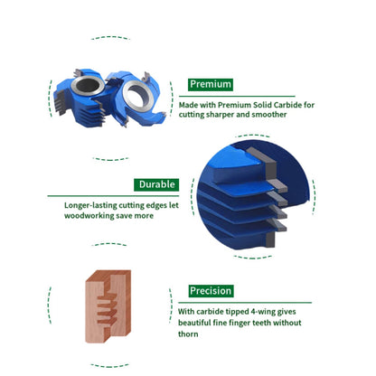 CO-CUTTNER Finger Joint Shaper Cutter Carbide Tipped with 4-Wing, Customizable Cutting Height from 3/8" to 4" with Bore 3/4" 1" 1-1/4" Heavy-Duty - WoodArtSupply