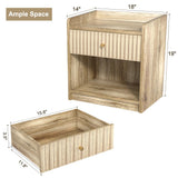 Nidouillet Nightstands Set of 2, Bedside Tables with Drawer, Night Stand Bed Side End Table with Open Storage for Farmhouse Bedroom Living Room Small Space Nidouillet