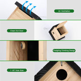 Gtongoko Hanging Wren Bird Houses for Outside, Cedar Wooden Bird Houses for Outdoors, Bird Nest with Air Vents, 1-1/8‘’ Entrance Hole, Clean Door for Wildbird Watching, 1 Pack Black Gtongoko